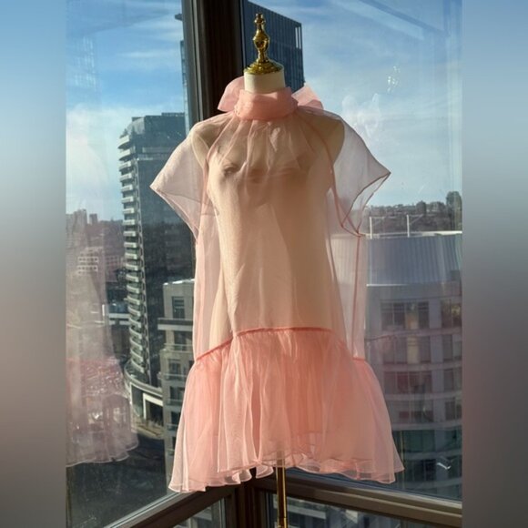 🆕 SIMKHAI 🧿 NWT Beaux Tiered Babydoll Mini Dress, Ballet Pink - Sz US 6 - Picture 11 of 16